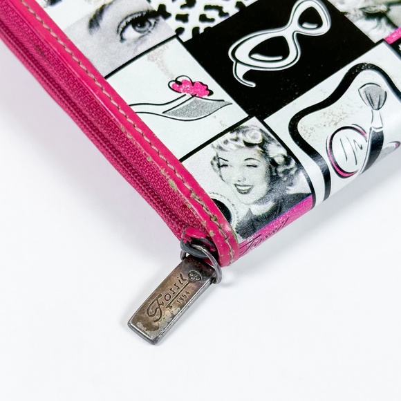 Fossil Liza Pop Art Zip Around Wallet Pink - Picture 2 of 12